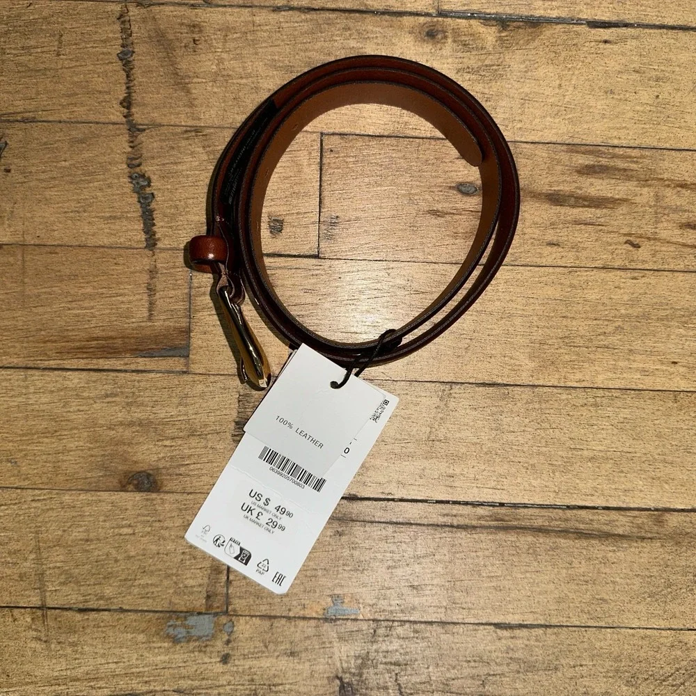 Zara Leather Belt Size 30‎ Brown Gold-Toned Buckle Adjustable Classic